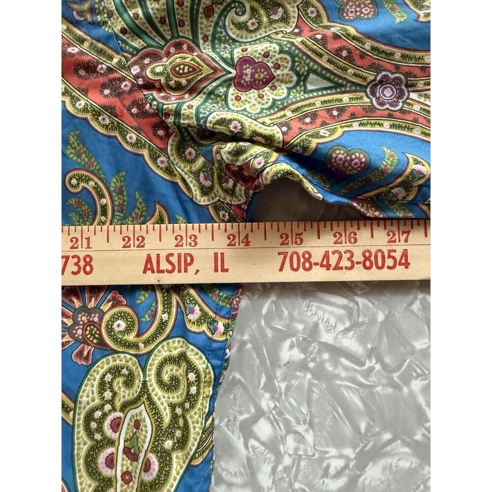 Robert Graham Men's L/G Blue Green Pink Paisley Long Sleeve Button-Up Shirt - Picture 7 of 8